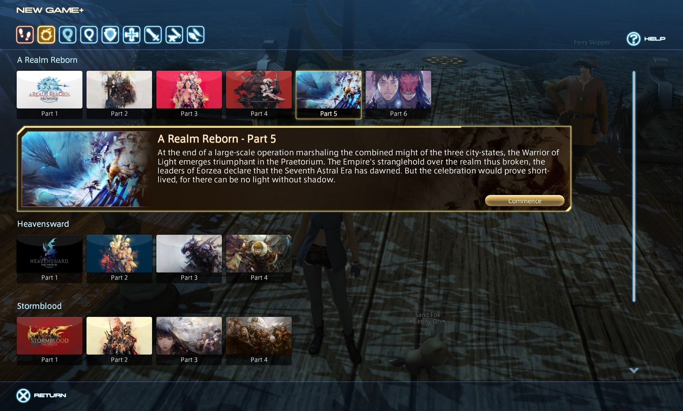 A snapshot of Final Fantasy 14's NG+ Screen