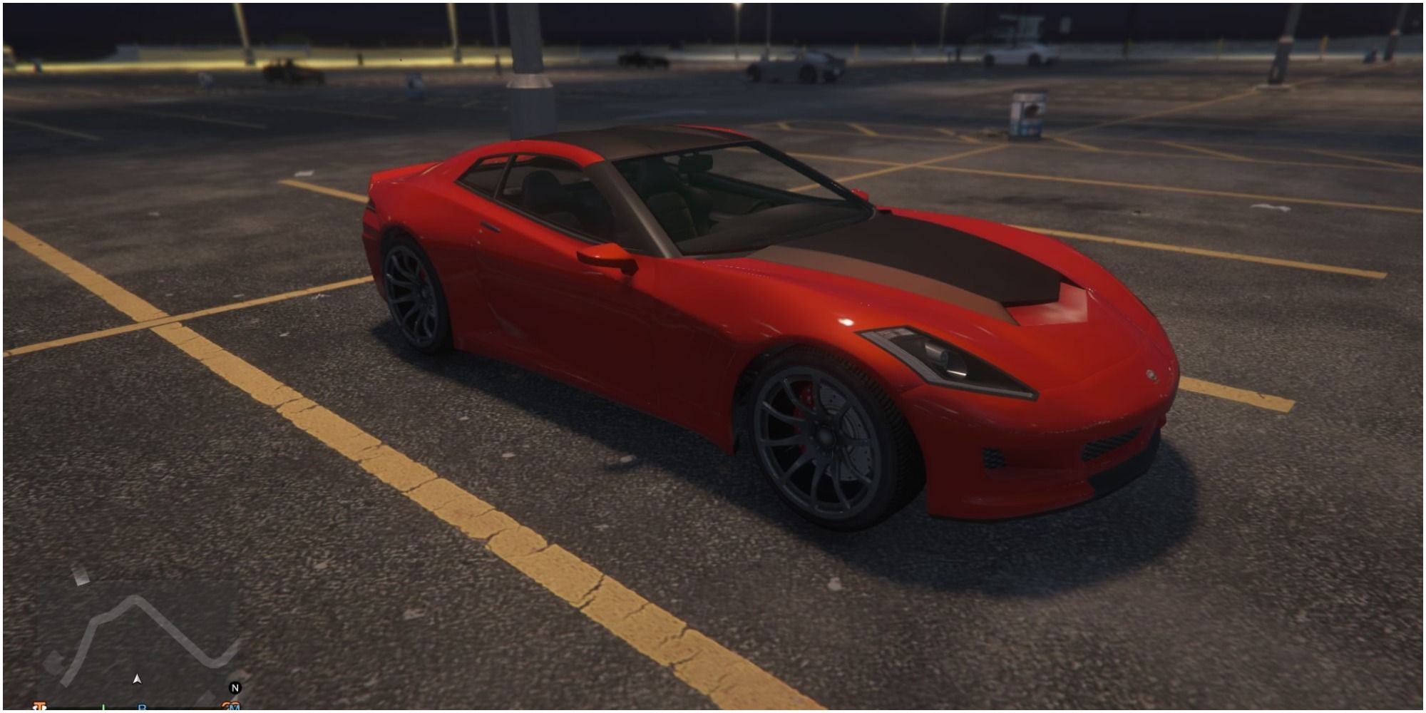 GTA V Del Perro Beach Car Park red Sports Car in parking space