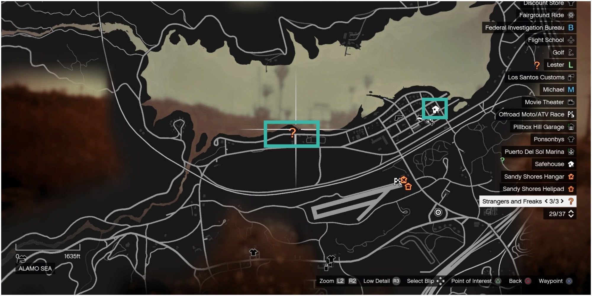 GTA V Map View Trevor's Rampage Strangers and Freaks Location