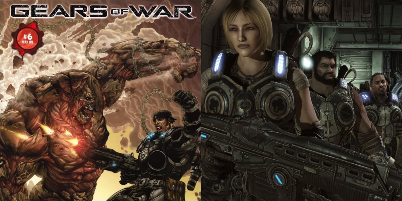 Gears Of War Split Image Hollow Cover and Screenshot Of Delta Squad