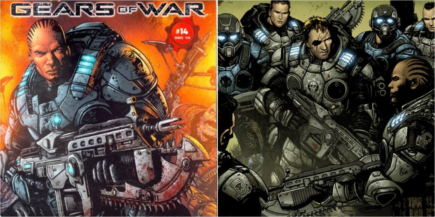 Gears of War Split Image Of Midnight Comic Cover and A Image From The Comic
