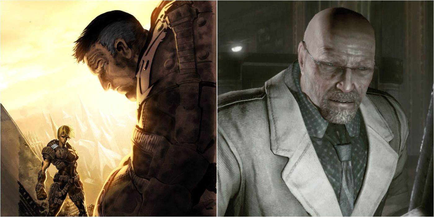 Gears Of War Split Image Of They Also Serve Comic Cover and Screenshot Of Adam Fenix