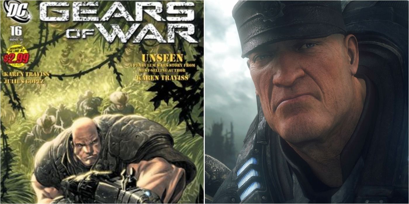 Gears Of War Split Image Of Unseen Comic Cover and Screenshot Of Hoffman