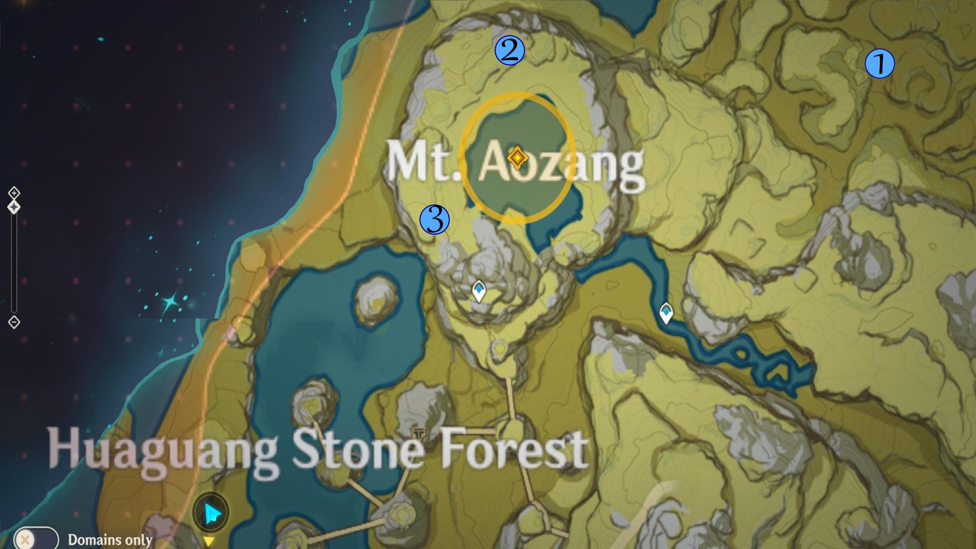 Genshin Impact Geoculus locations guide map points Mt. Aozang