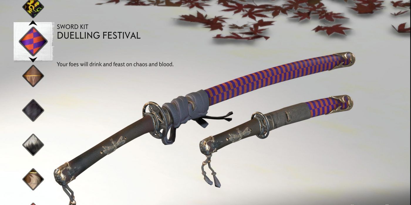The Duelling Festival sword kit as shown in Ghost of Tsushima's inventory screen 