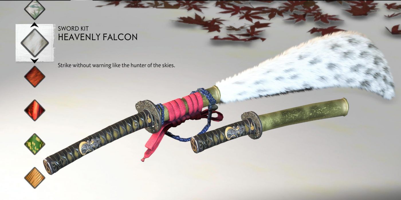 The Heavenly Falcon sword kit as shown in Ghost of Tsushima's inventory screen