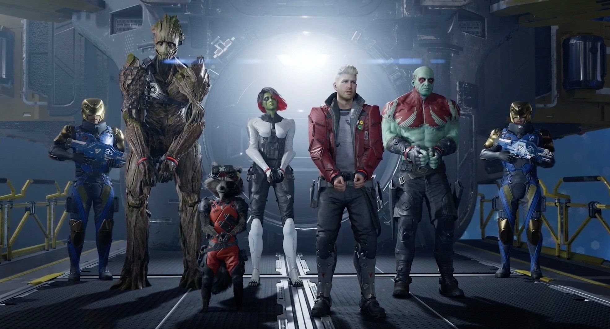 Guardians of the Galaxy game all the guardians in handcuffs