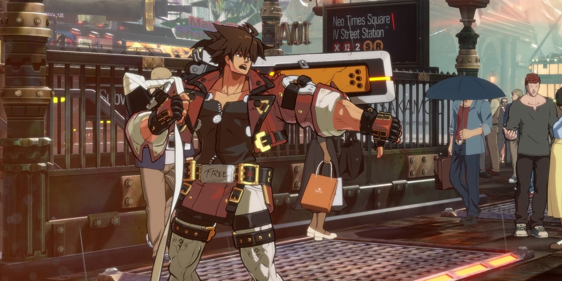 Sol Badguy taunting by giving his opponent a "thumbs down" in Guilty Gear -Strive-