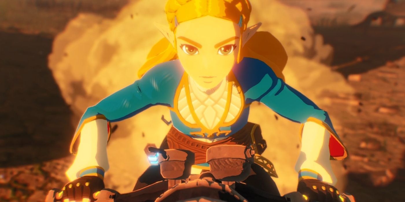 Hyrule Warriors Age of Calamity DLC - Promo image of Zelda riding the Master Cycle