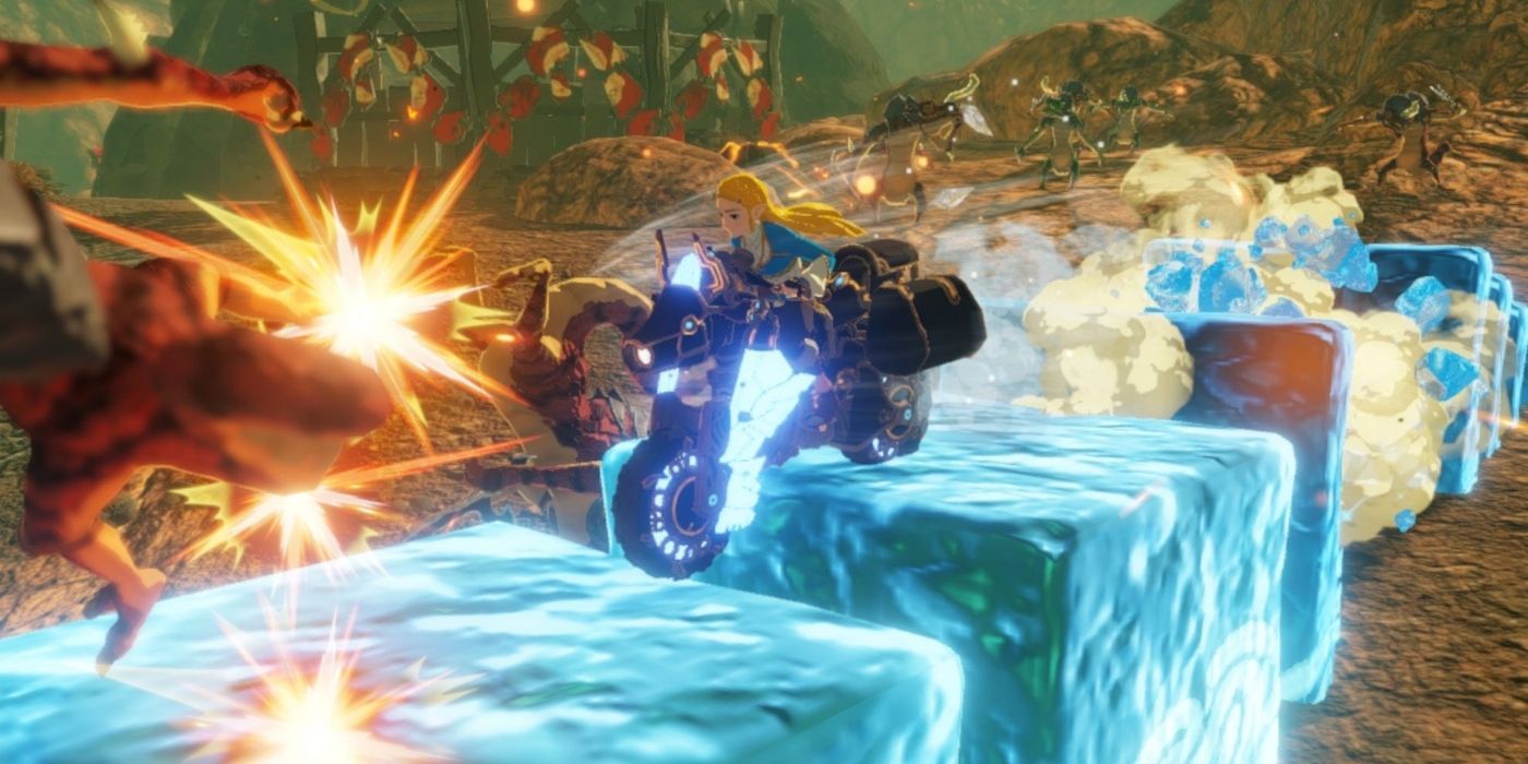 Hyrule Warriors Age of Calamity DLC - Zelda using Cryonis on her Master Cycle
