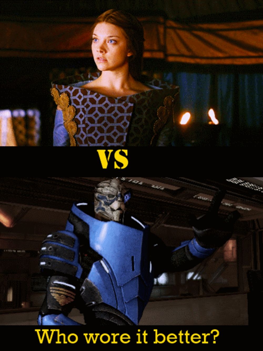 Mass Effect Meme About Garrus and Margaery From Game Of Thrones Having Similar Clothing
