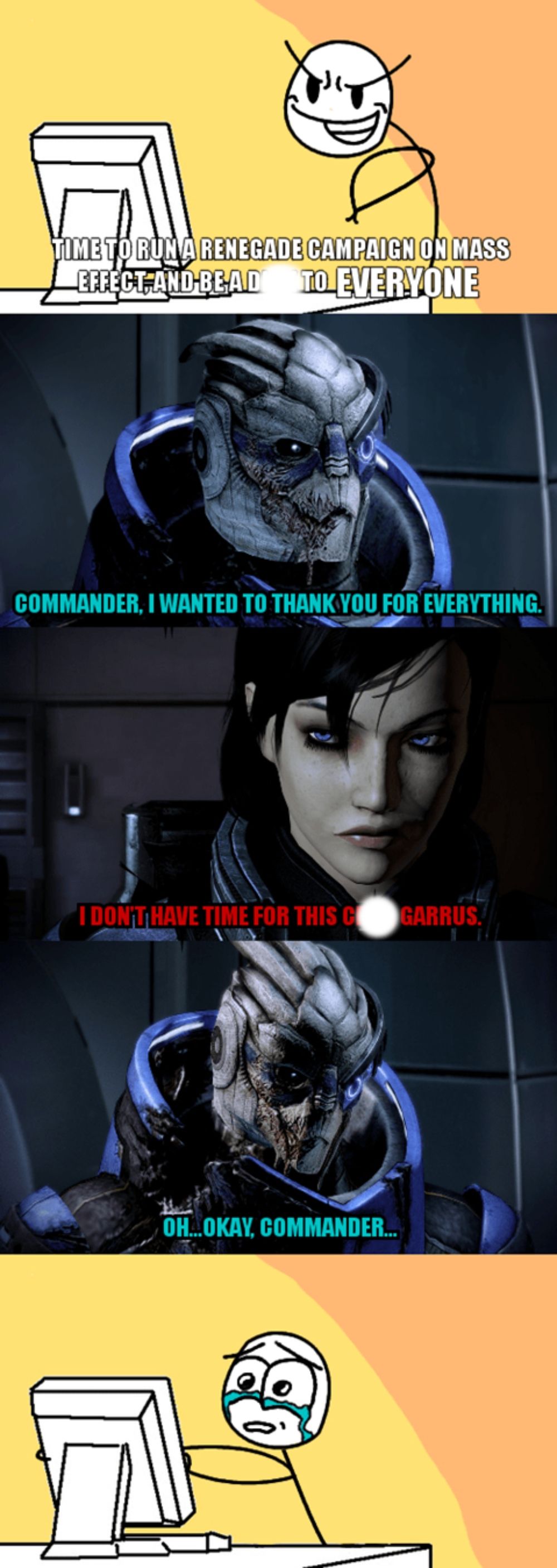 Mass Effect Renegade Run Ruined By Garrus Meme