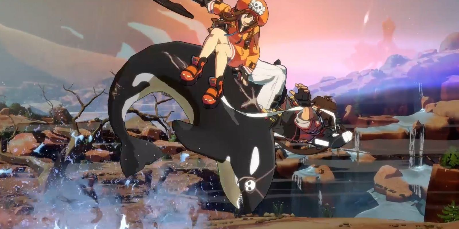 May riding a whale into her opponents face in Guilty Gear -Strive-