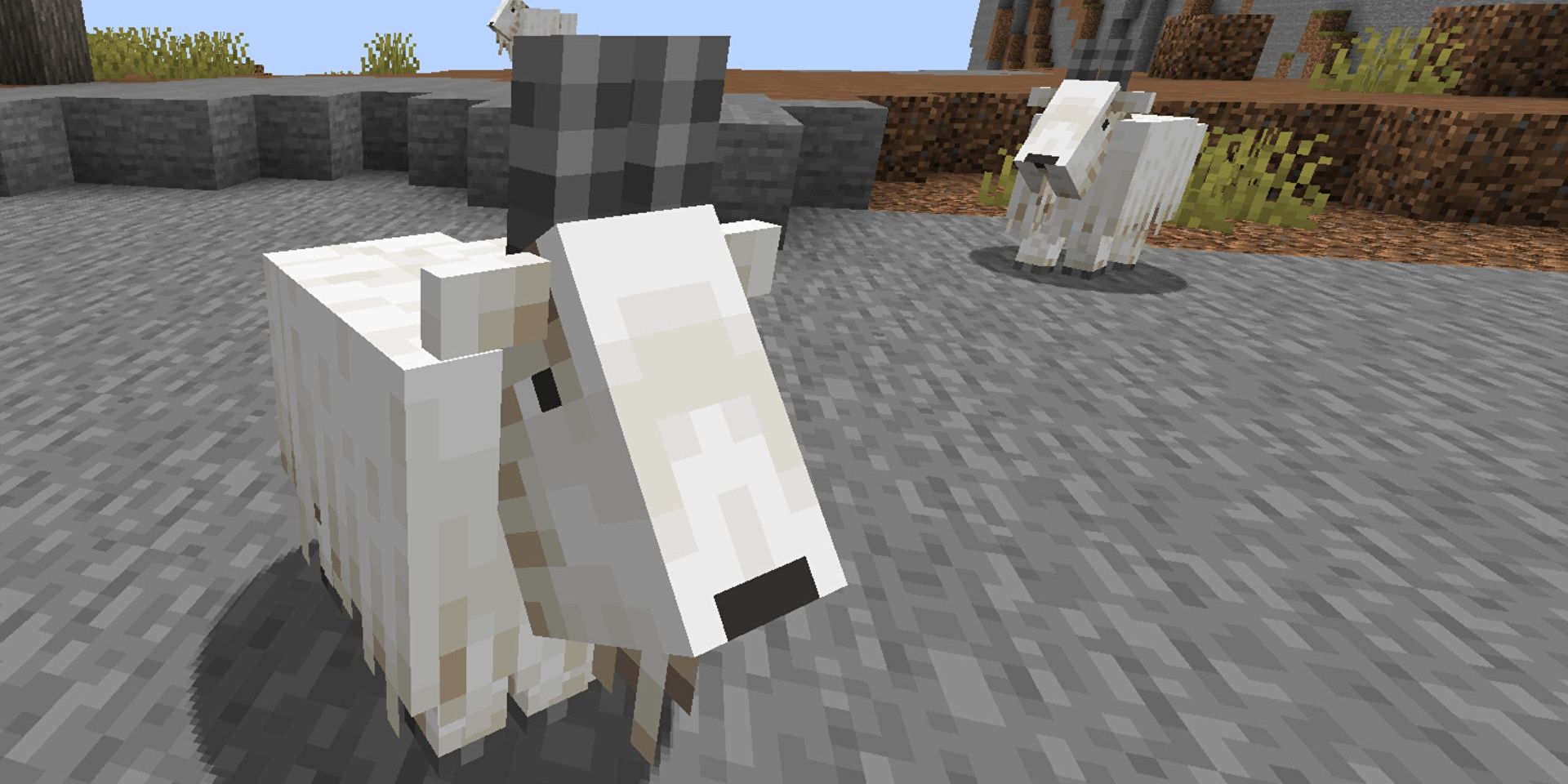 Goats on a mountain in Minecraft