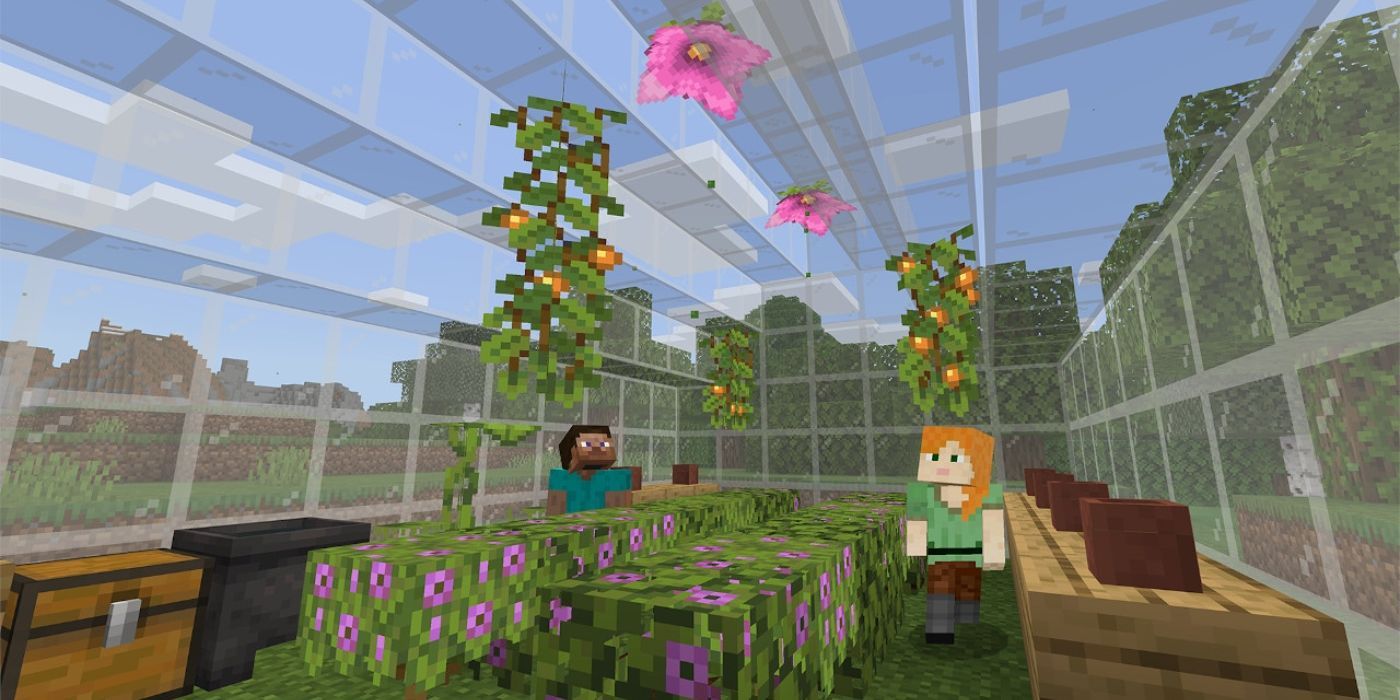 Minecraft Greenhouse With Azalea And Glow Berries