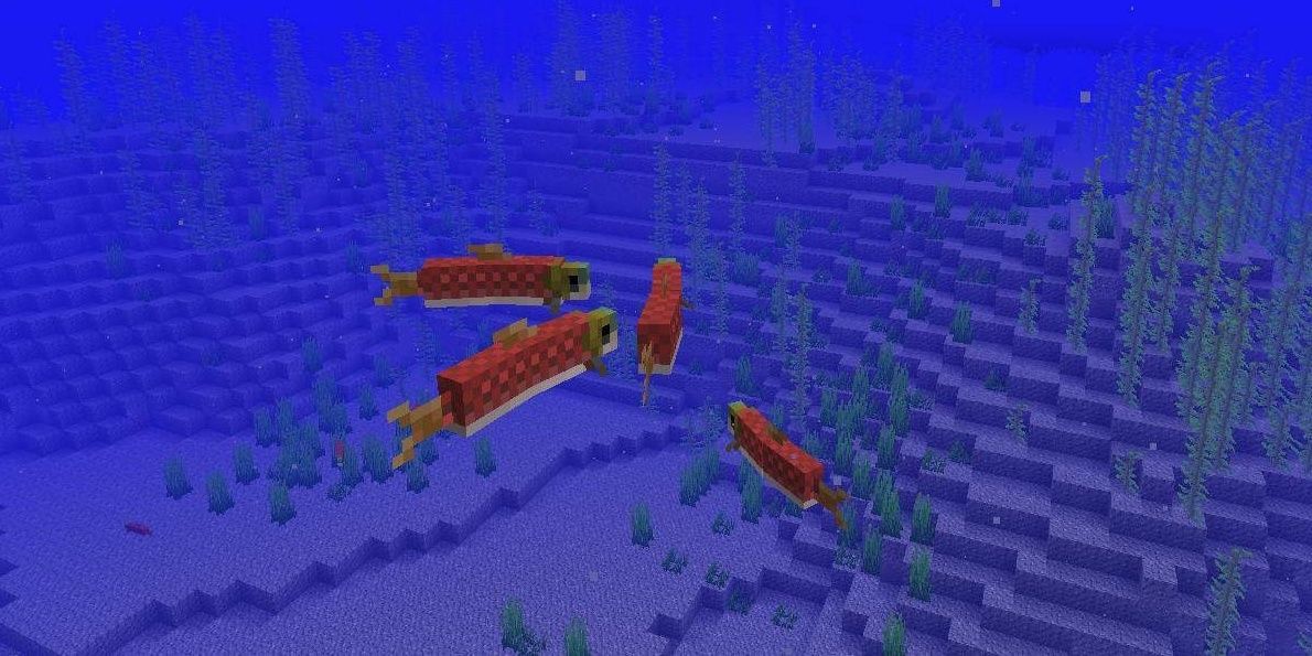 Salmon in the ocean in Minecraft