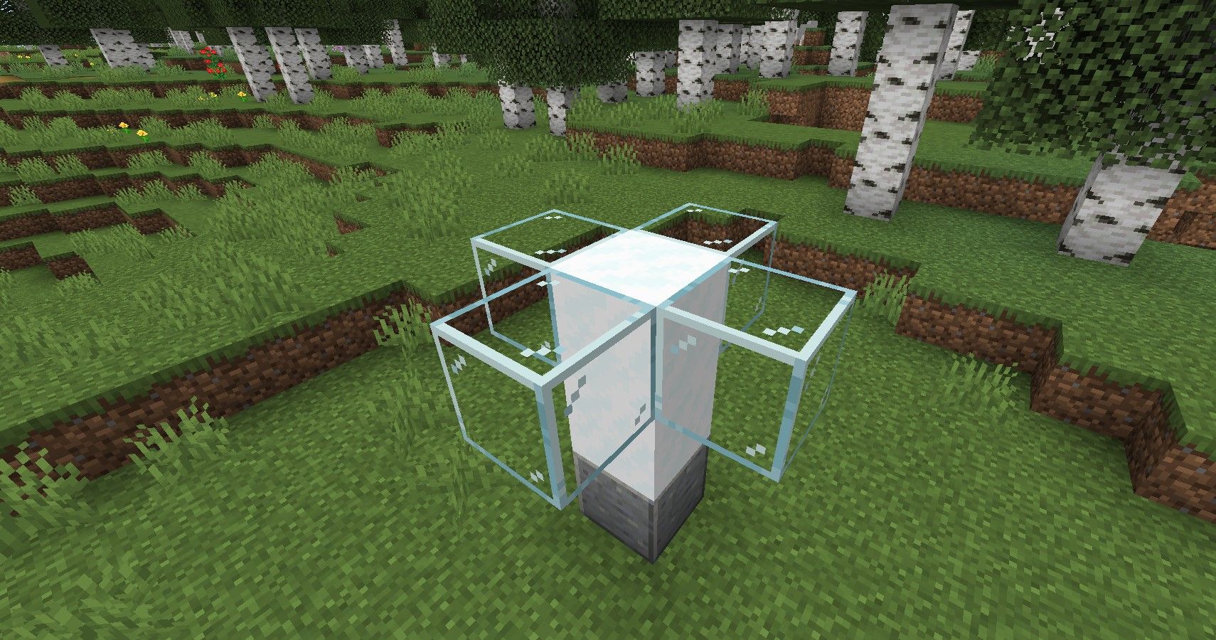 minecraft snow farm with foundation and snow blocks placed