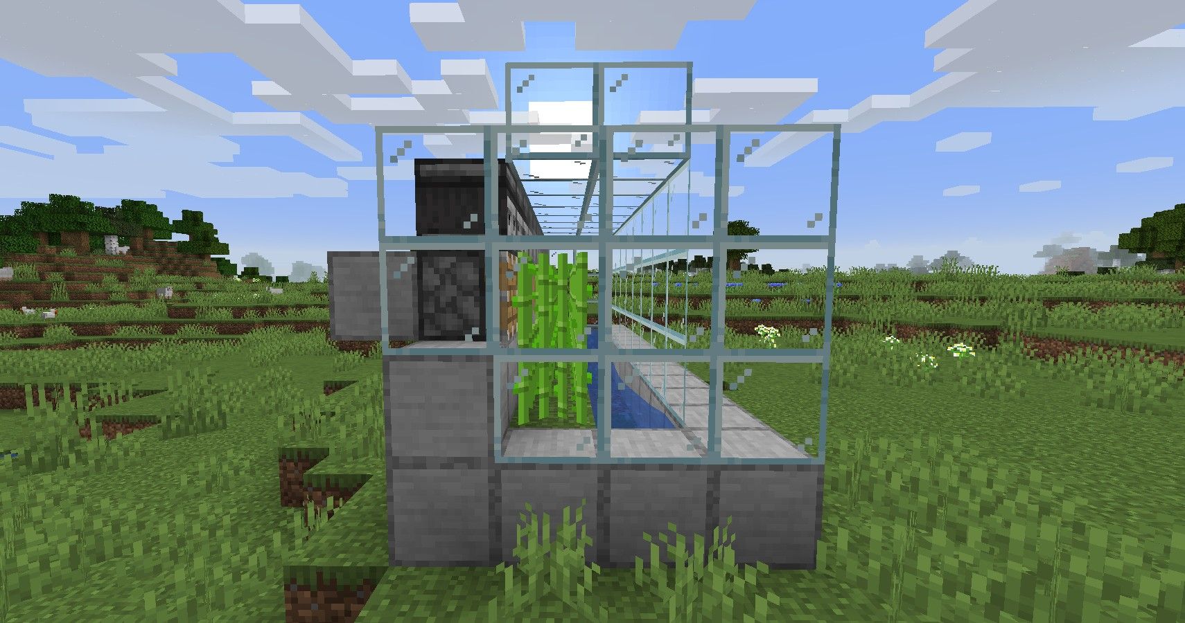 Side View of Minecraft Automatic Sugarcane Farm