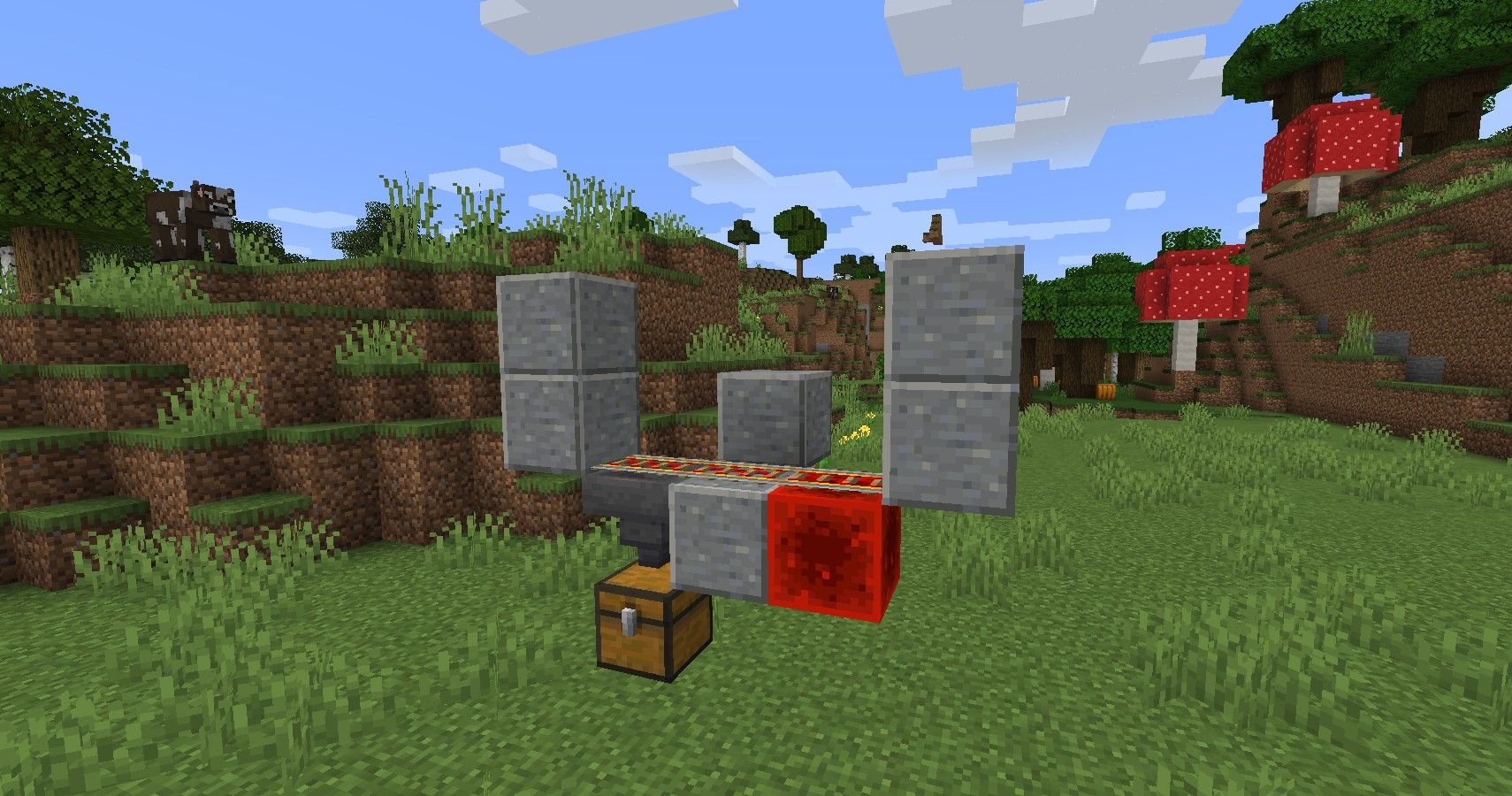 second step in building minecraft pumpkin and melon farm, with more foundation blocks