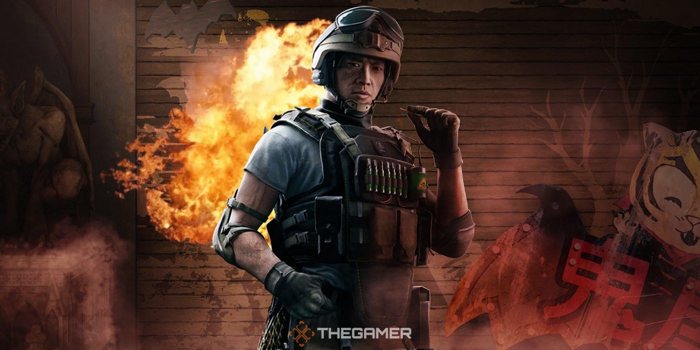 rainbow six operator lesion with an explosion behind them