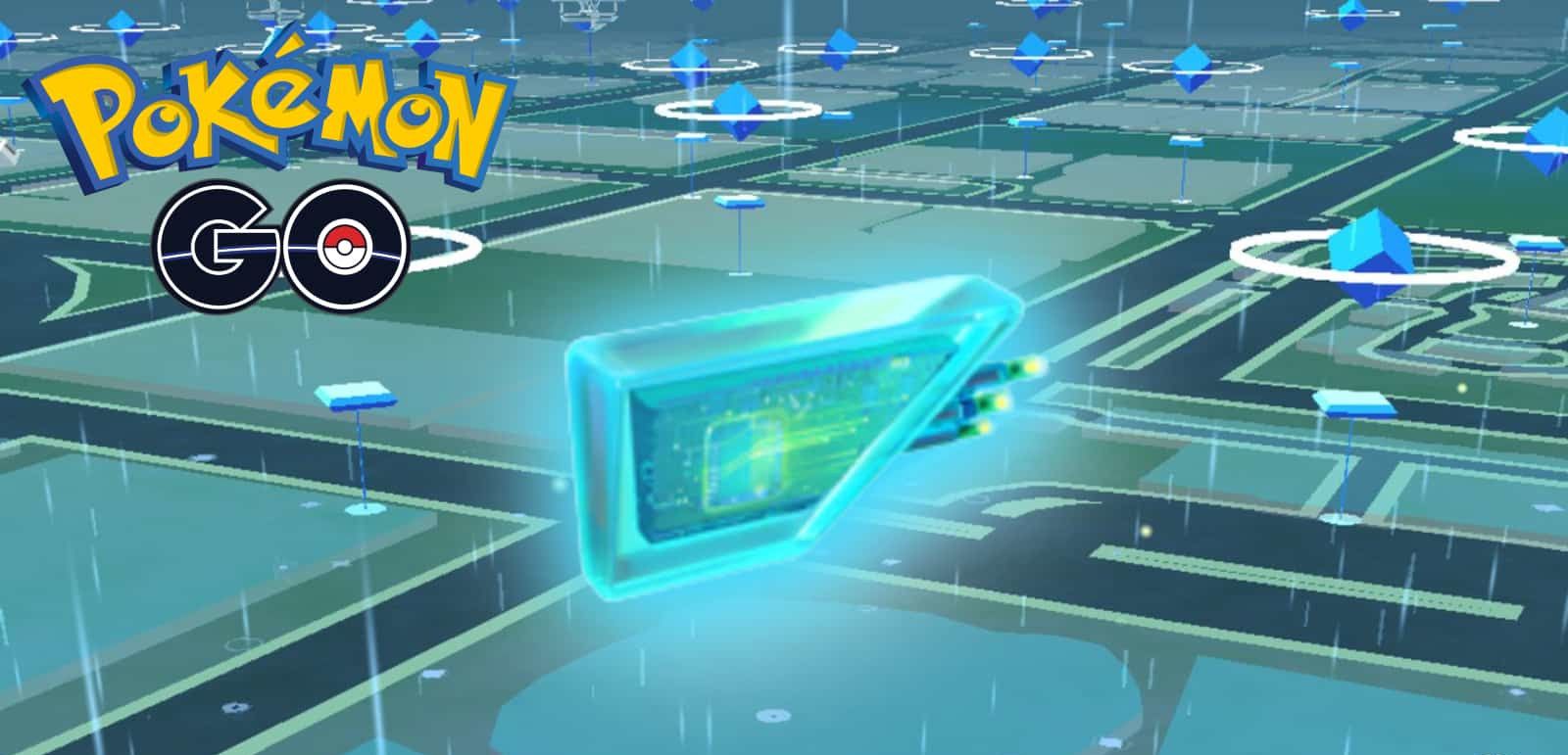 A Rainy Lure with the Pokemon Go map as background