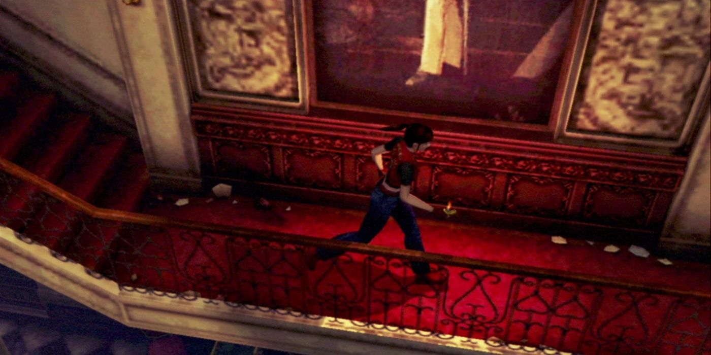 Resident Evil Code Veronica X HD Screenshot Of Claire Redfield Running Down a Hallway.