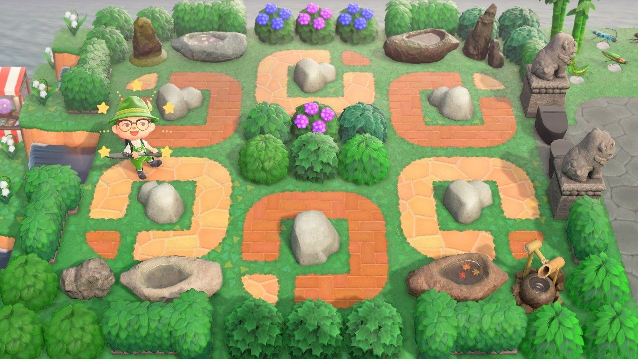 Example of Complete Rock Garden In Animal Crossing New Horizons