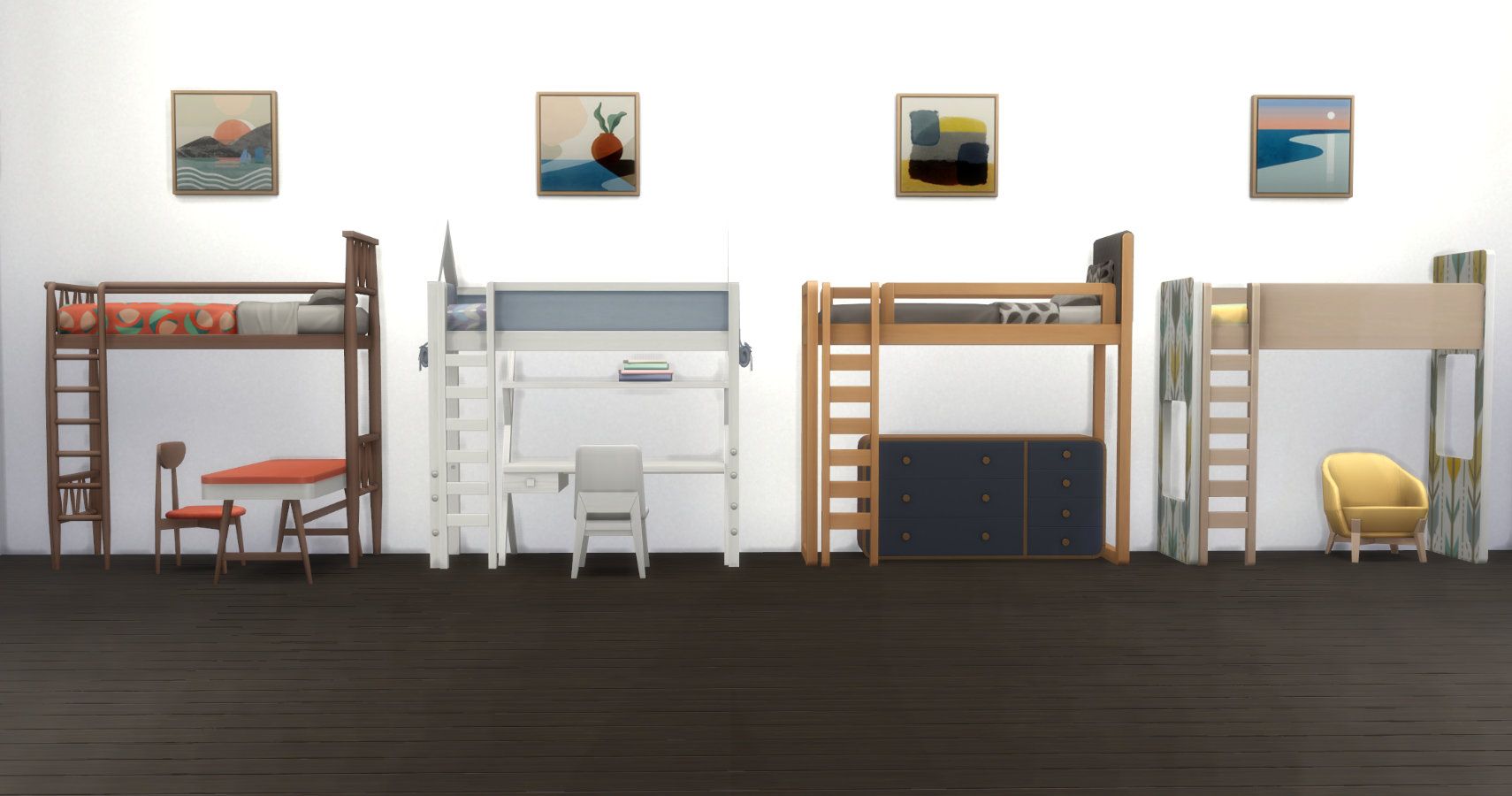 bunks with modular furniture underneath