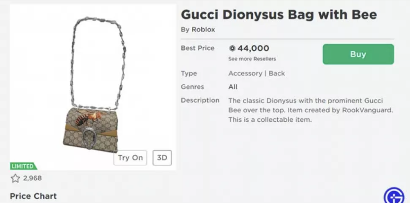 Roblox Player Spent Over 4000 On A Virtual Gucci Bag - gucci spiked basketball bag roblox price