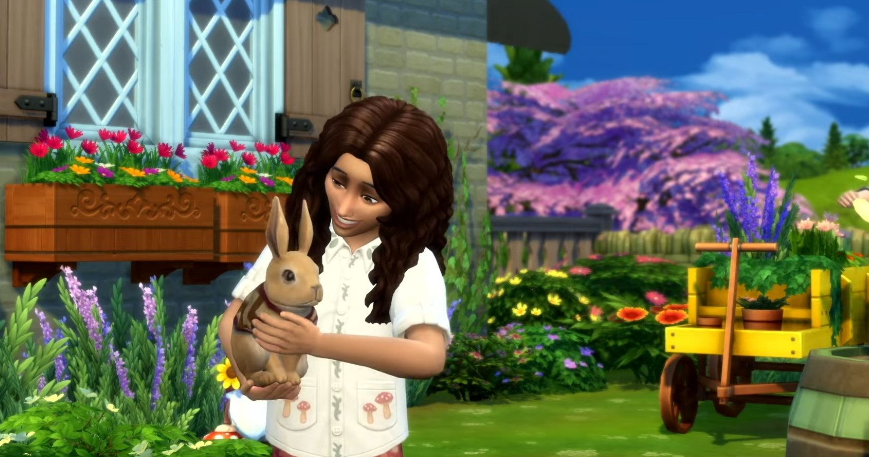 Sims child with a bunny