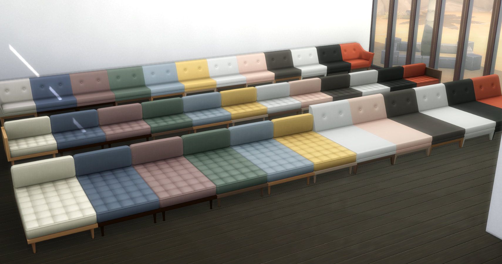 all sofa swatches in a line