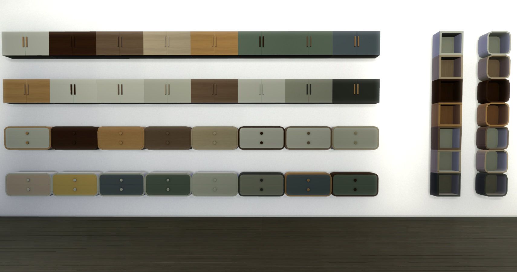 swatches comparison using wall units