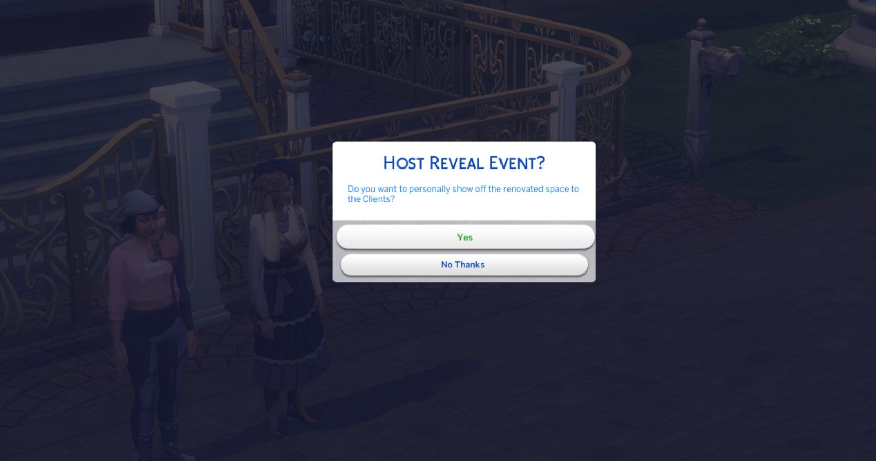 reveal event dialog.