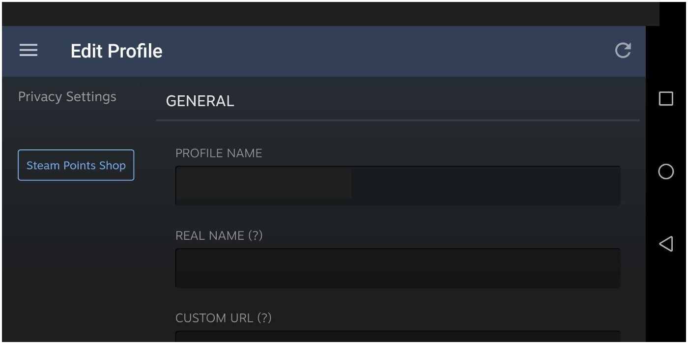 Steam Mobile App Edit Profile ABOUT General Section