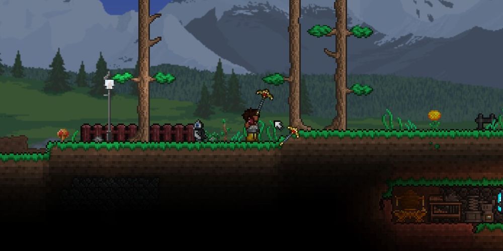 terraria gold pants and pickaxe