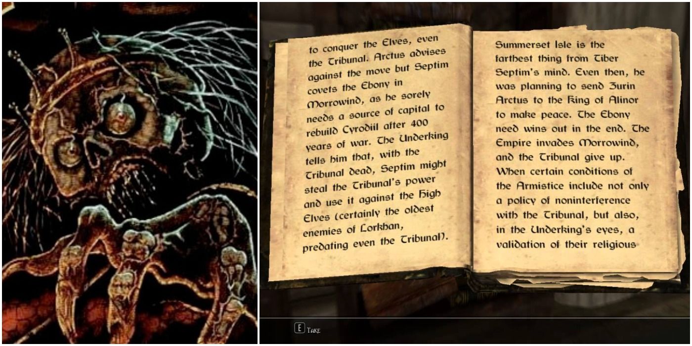 The Elder Scrolls Daggerfall split image underking and the arcturian heresy book