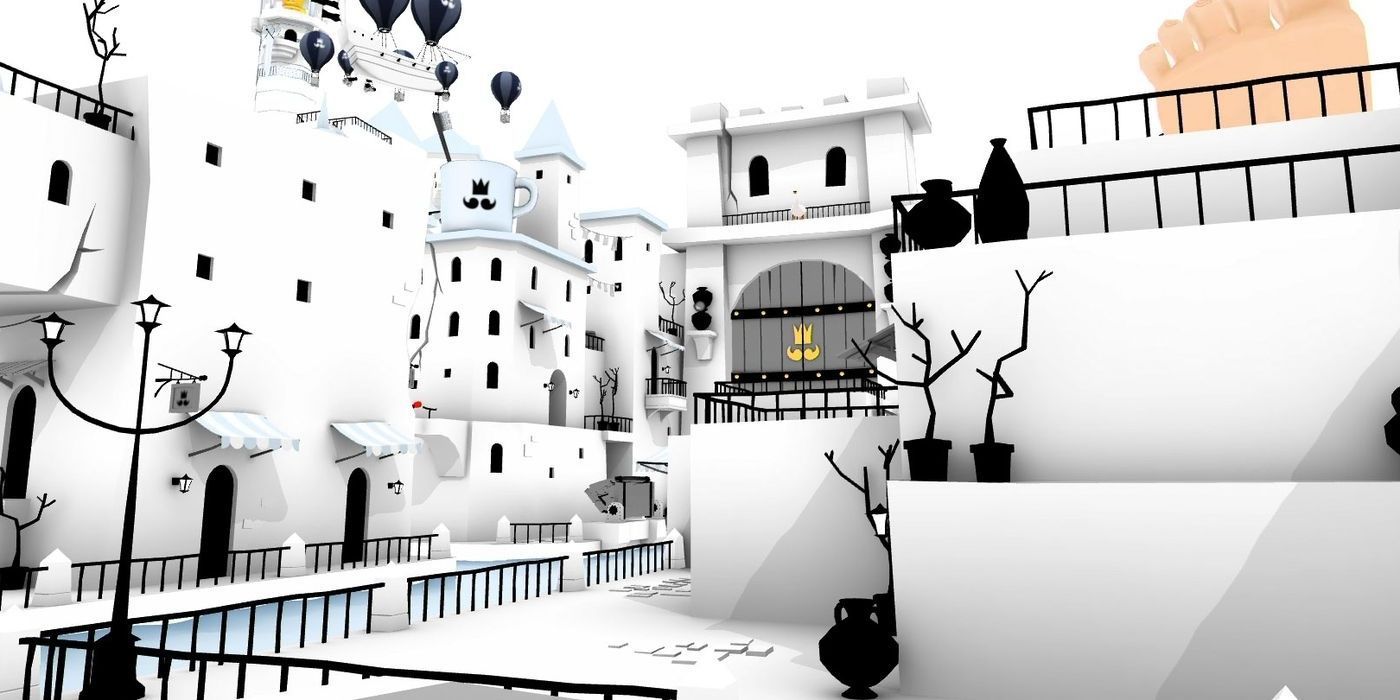 The Unfinished Swan - Gameplay Screenshot of City with White Walls