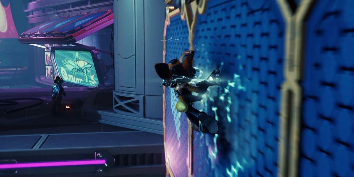 Ratchet Wall Running in Ratchet and Clank: Rift Apart