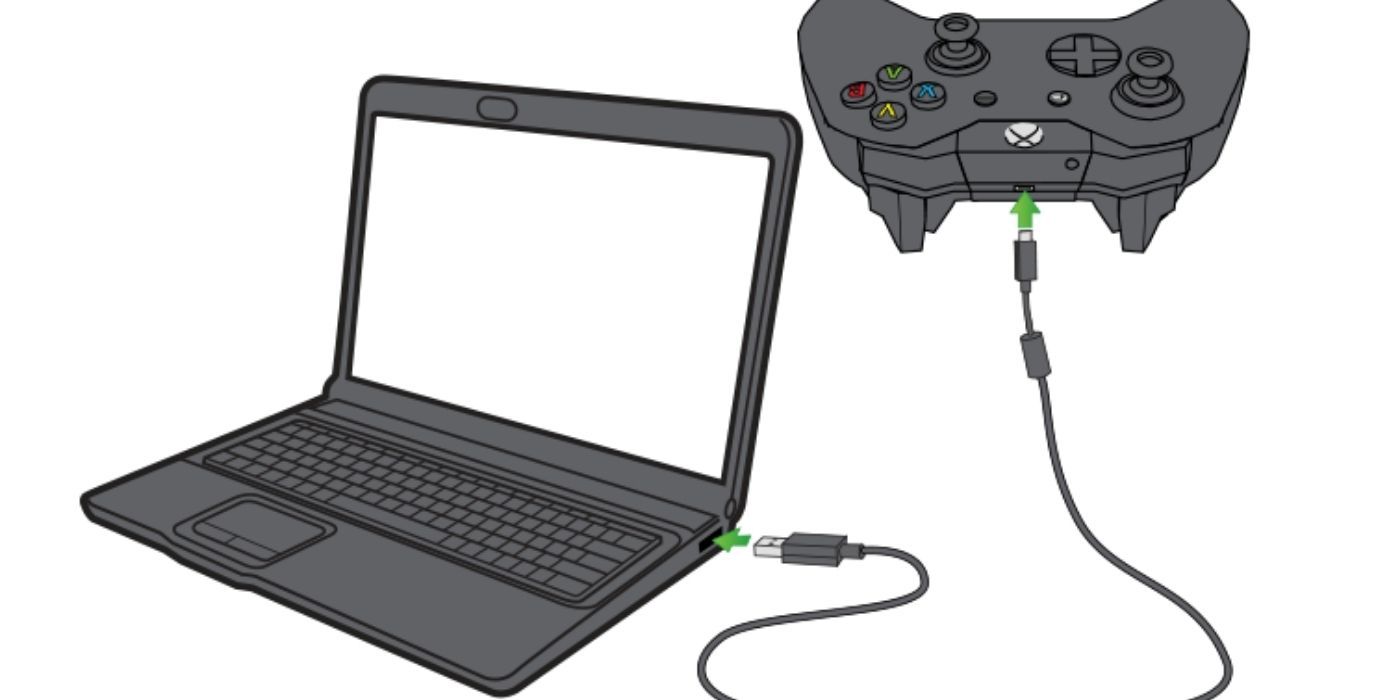 Xbox - Diagram of connecting an Xbox controller to a laptop