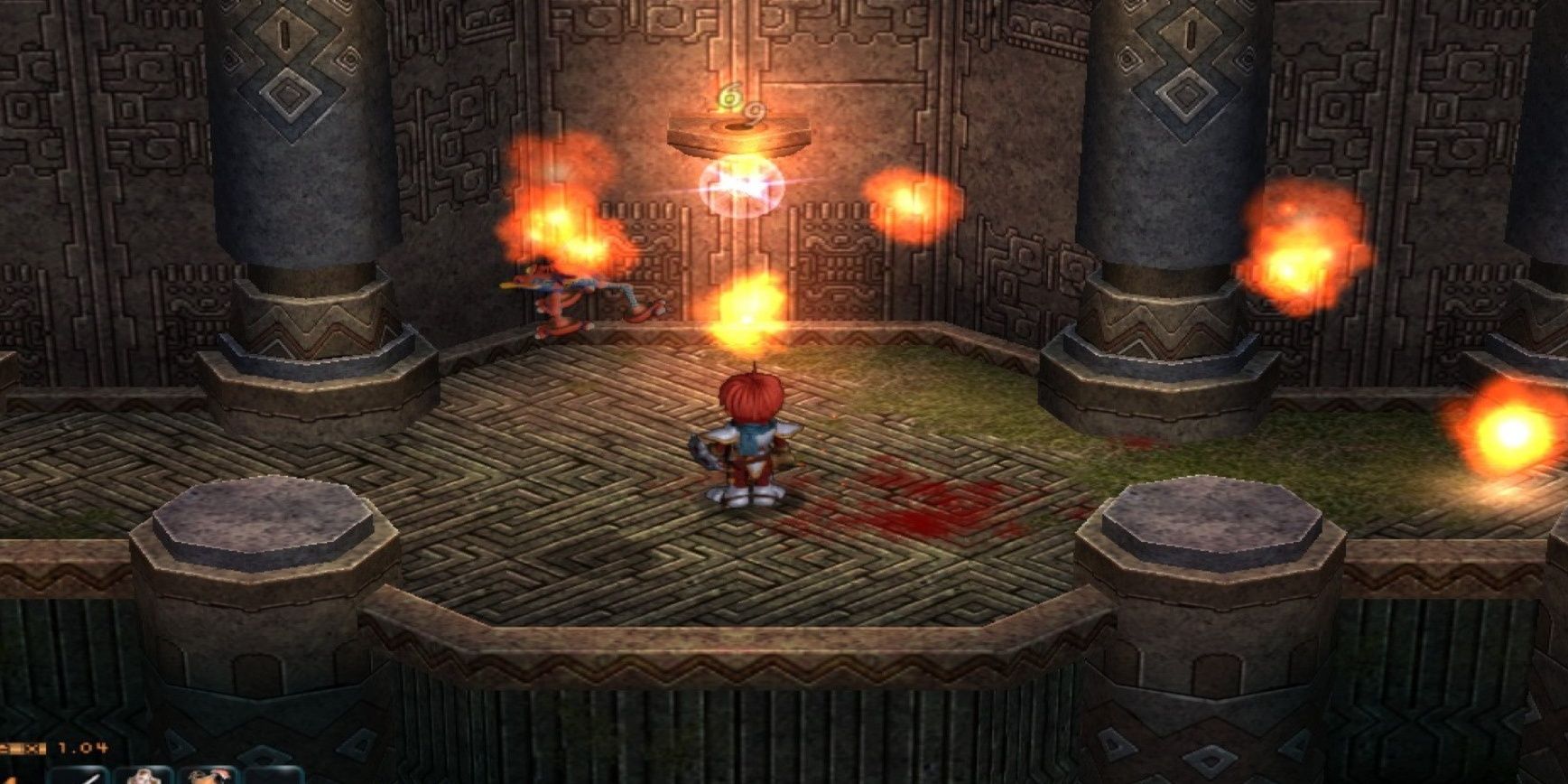 Ys Oath of Felghana Adol inside dungeon with fire