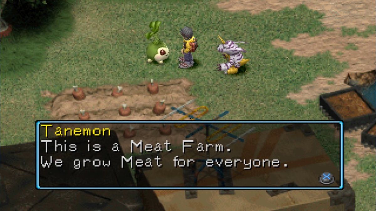 a screenshot of the meat farm from digimon world
