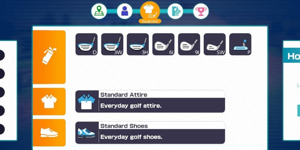 equipment tab in mario golf