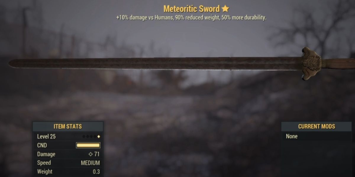meteoritic sword in inventory, fallout 76