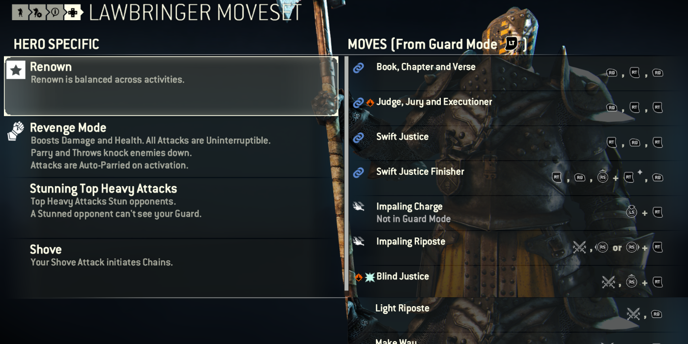 The Lawbringer's moveset and hero specific skills