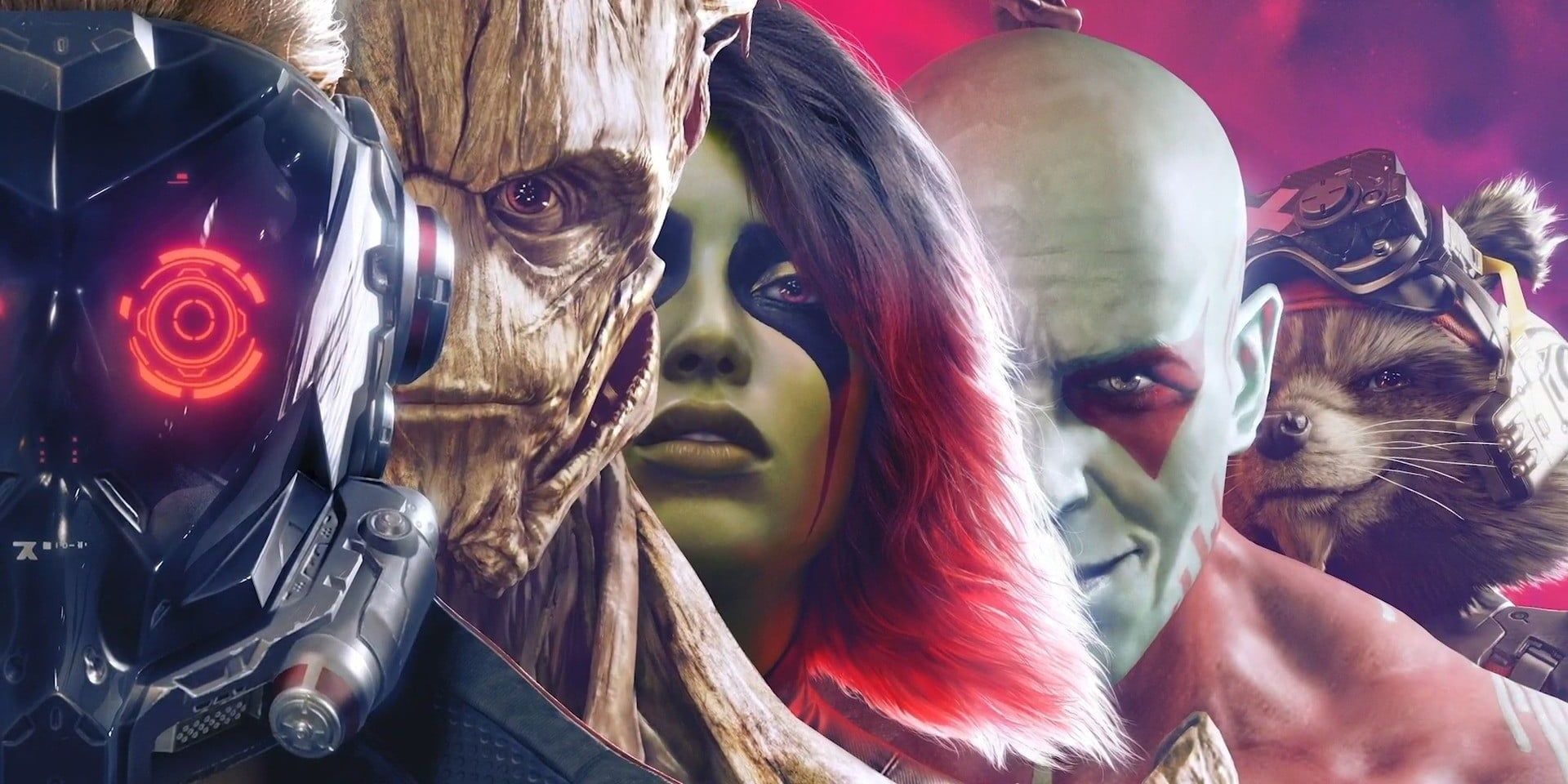 The lineup of main characters in the new Guardians of the Galaxy game from Square Enix