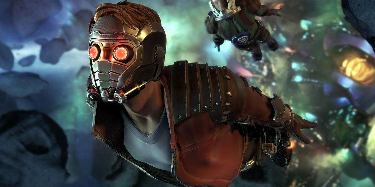 A screenshot showing Star-Lord in the Telltale Games version of Guardians of the Galaxy