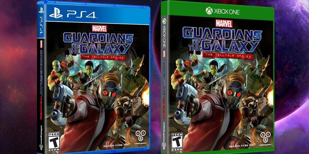 A collage showing box art for the PS4 and Xbox versions of Guardians of the Galaxy The Telltale Series