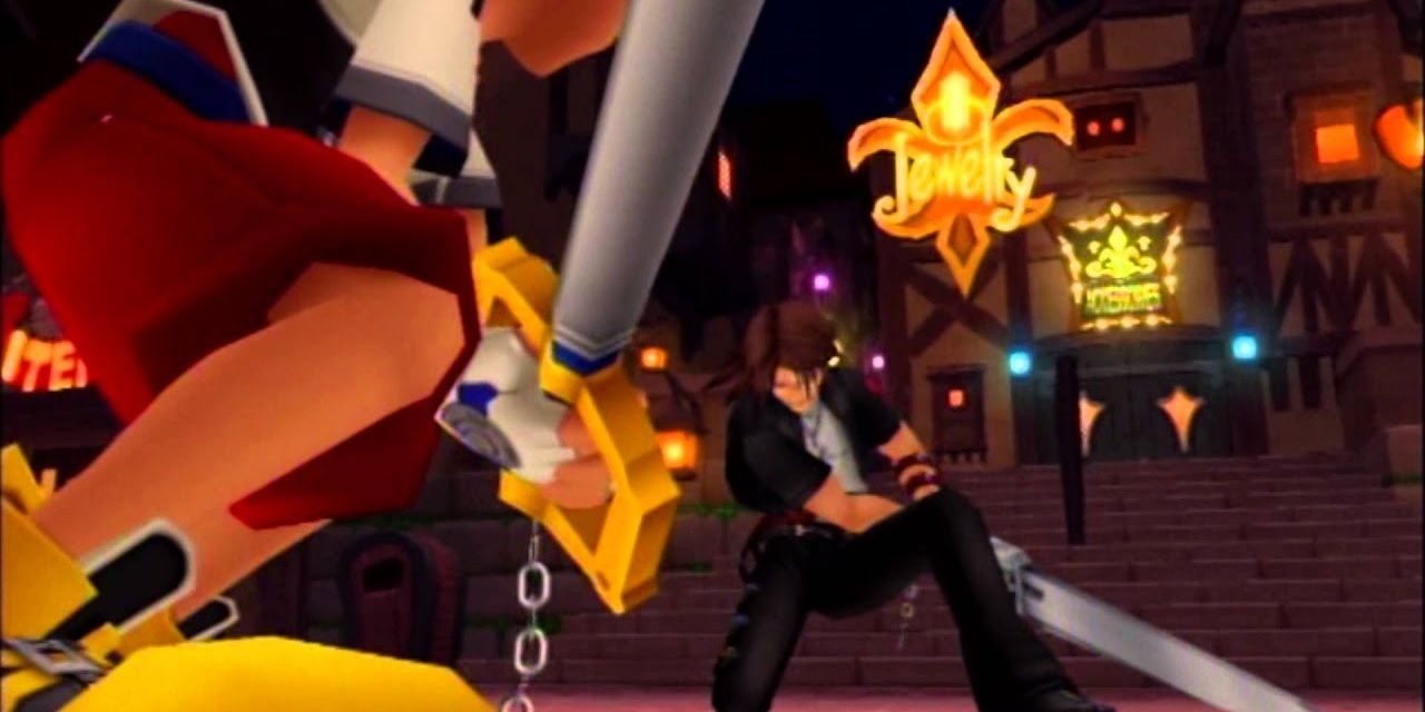 Kingdom Hearts Leon fighting Sora