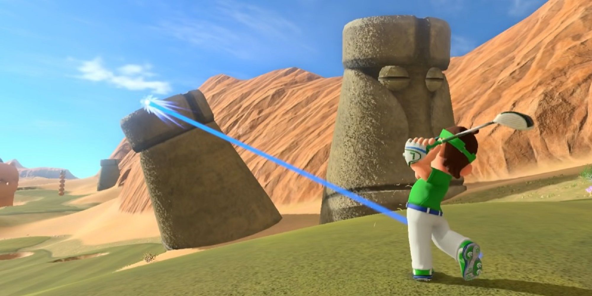 mario golf super rush luigi hitting a shot