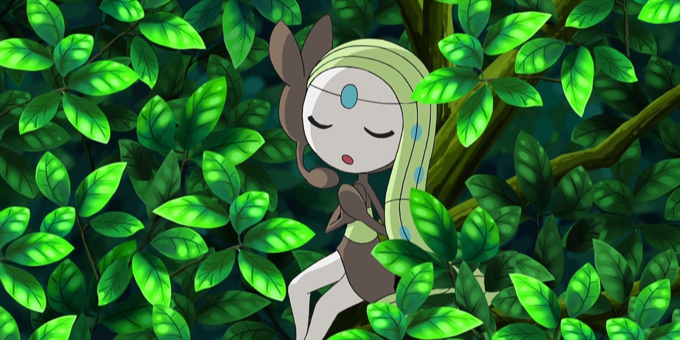 meloetta sitting in leaves